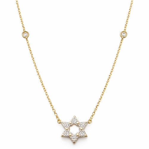Diamond Bezel Jewish Star Necklace