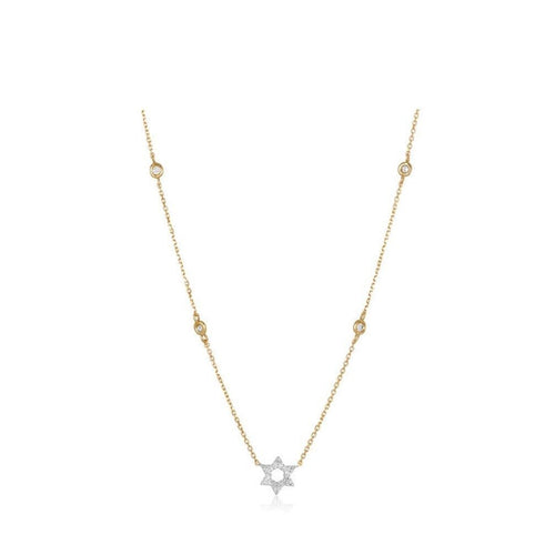 Diamond Bezel Jewish Star Necklace