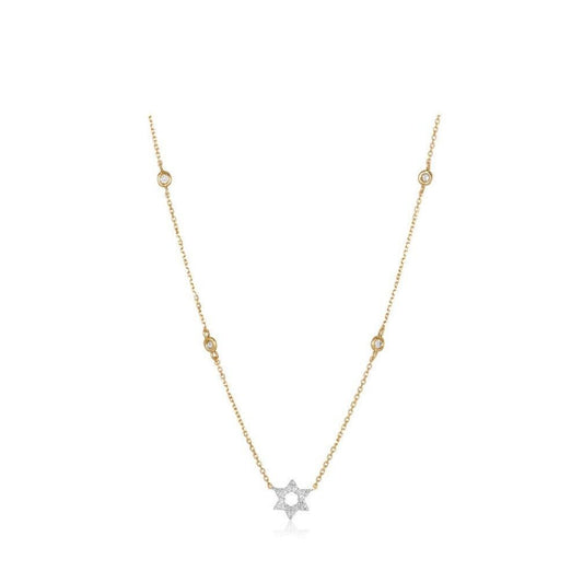 Diamond Bezel Jewish Star Necklace
