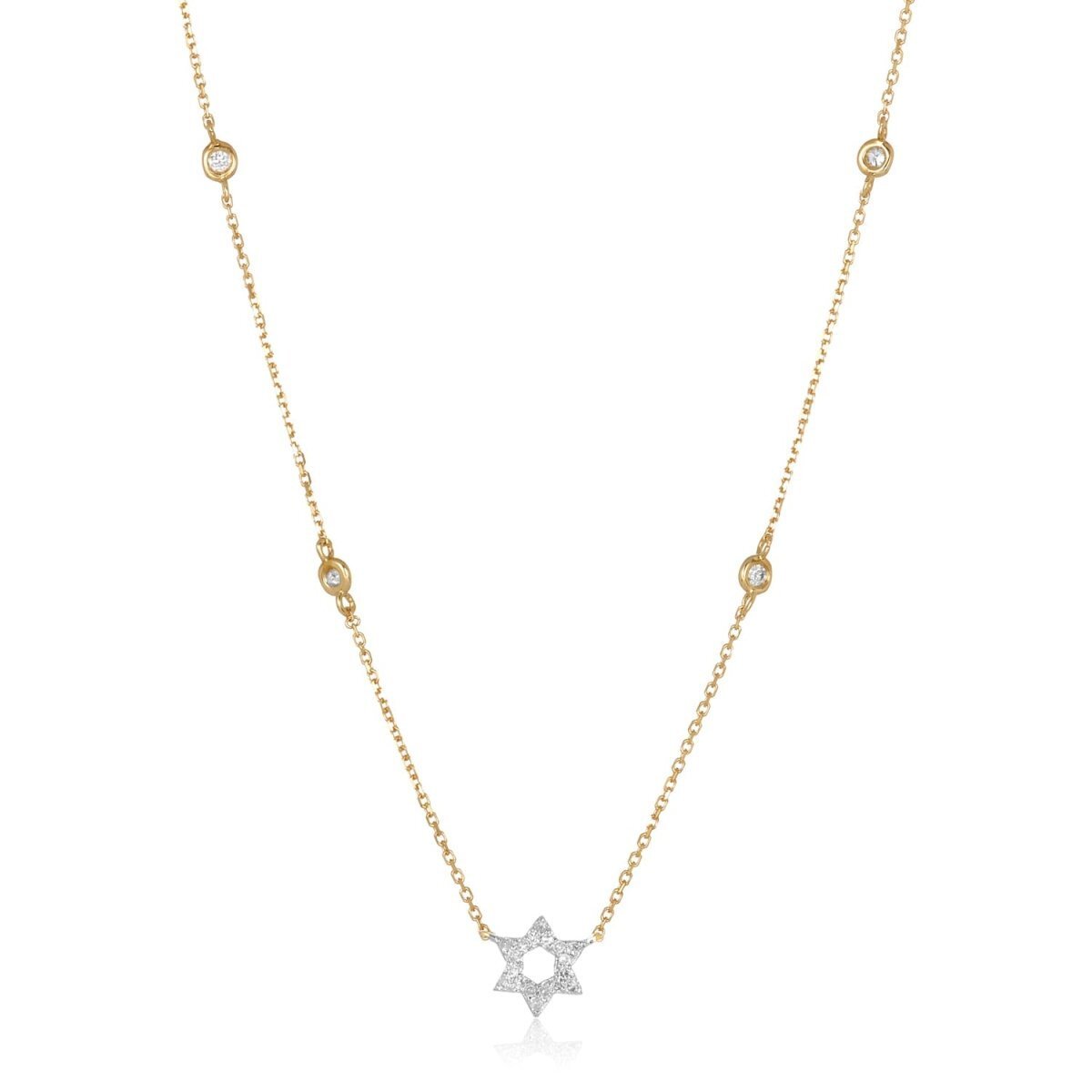 Diamond Bezel Jewish Star Necklace
