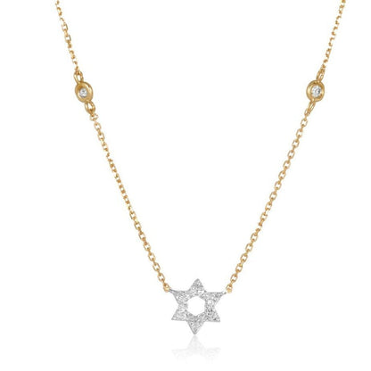 Diamond Bezel Jewish Star Necklace