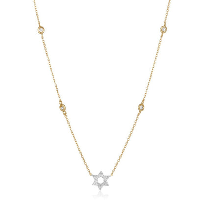 Diamond Bezel Jewish Star Necklace