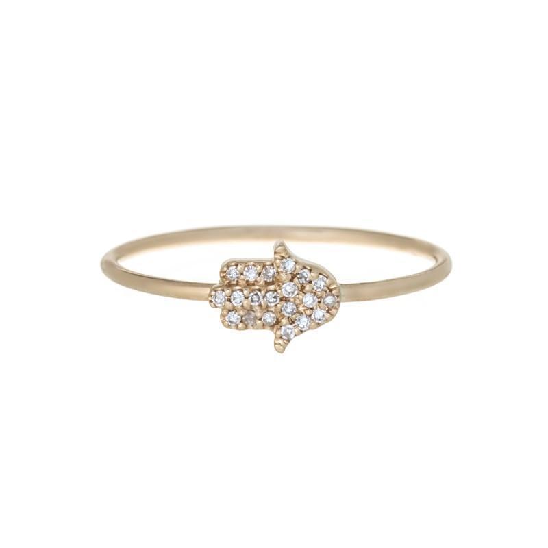Diamond Hamsa 14k Gold Ring