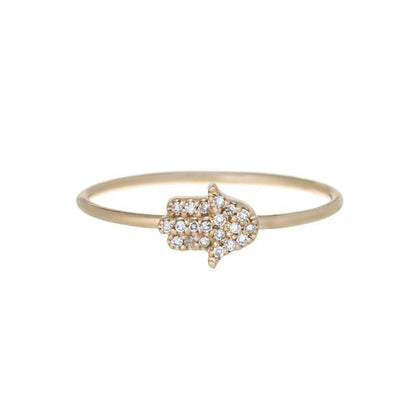 Diamond Hamsa 14k Gold Ring