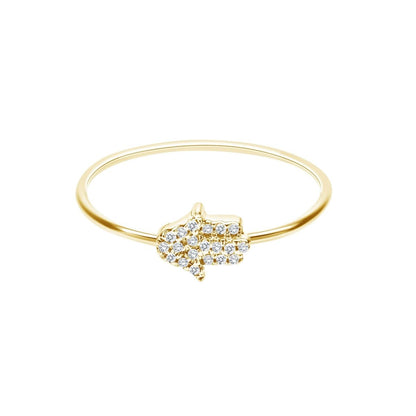Diamond Hamsa 14k Gold Ring