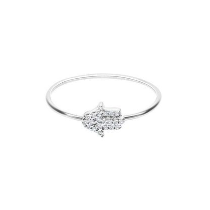 Diamond hamsa ring in 14k white gold with pave-set diamonds by Alef Bet