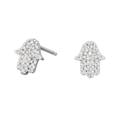Diamond Hamsa Earrings in 14k Gold