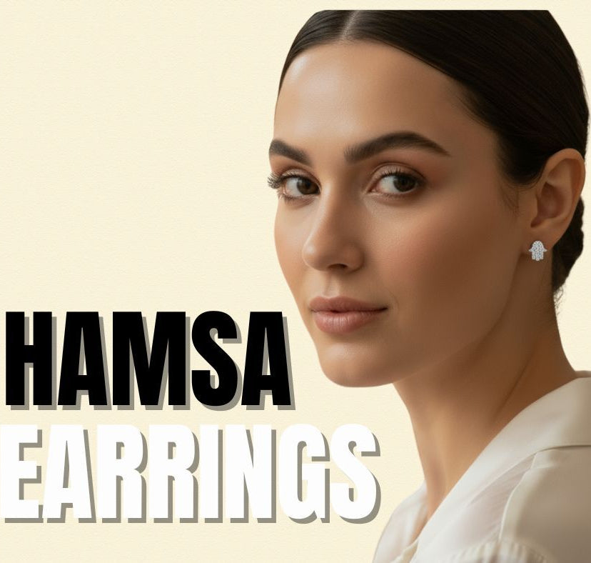 Diamond Hamsa Earrings in Gold or Silver