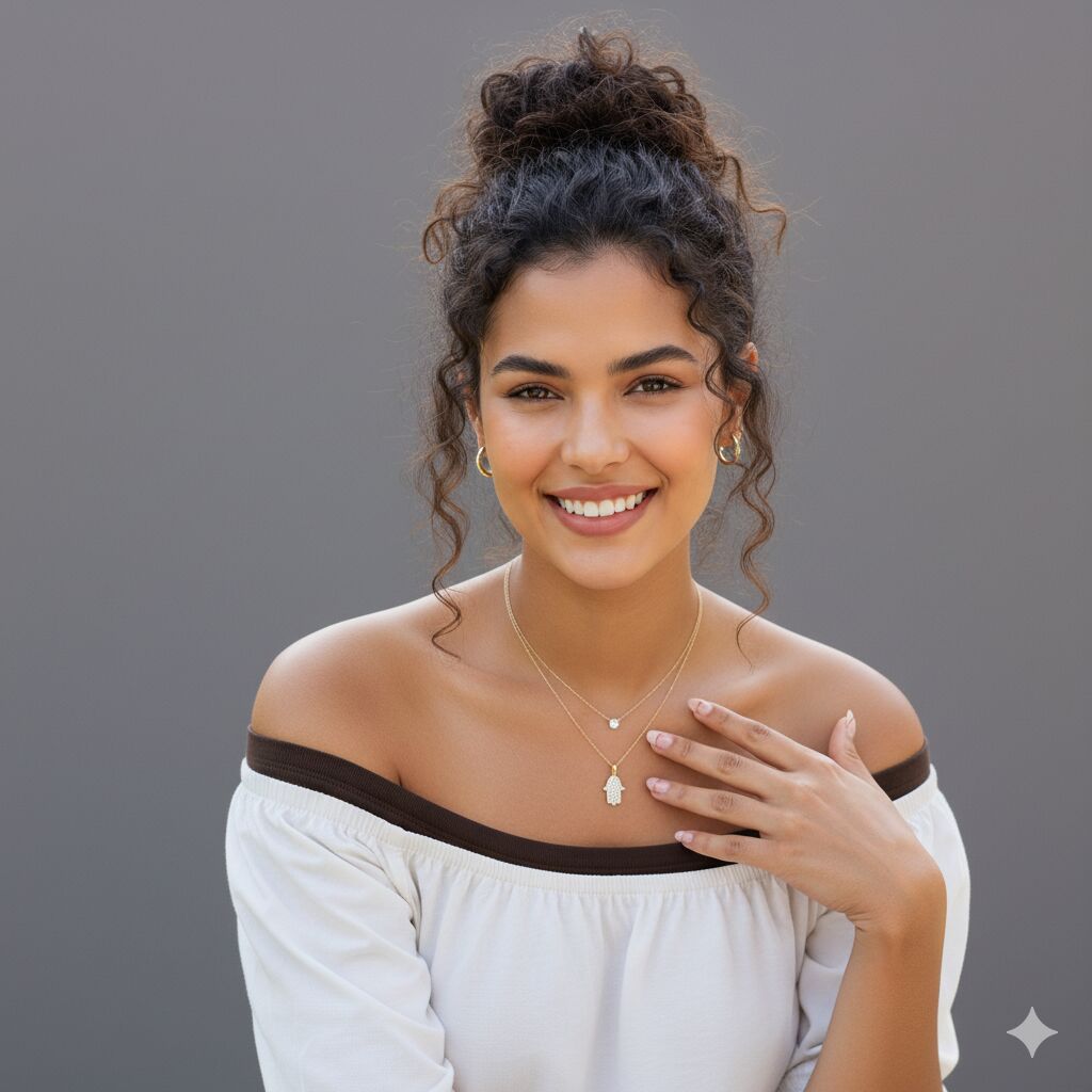 Diamond Hamsa Necklace in 14k Gold