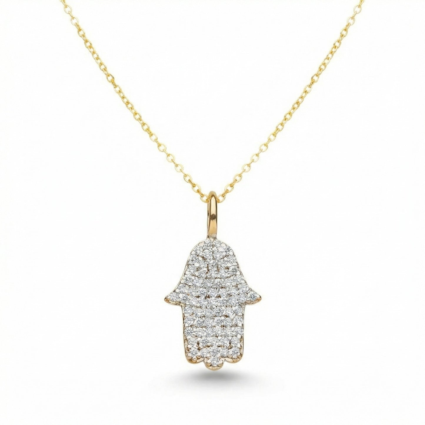 Diamond Hamsa Necklace 14k Gold Lab Grown Diamond Jewish Women Pendant Gift | Alef Bet by Paula