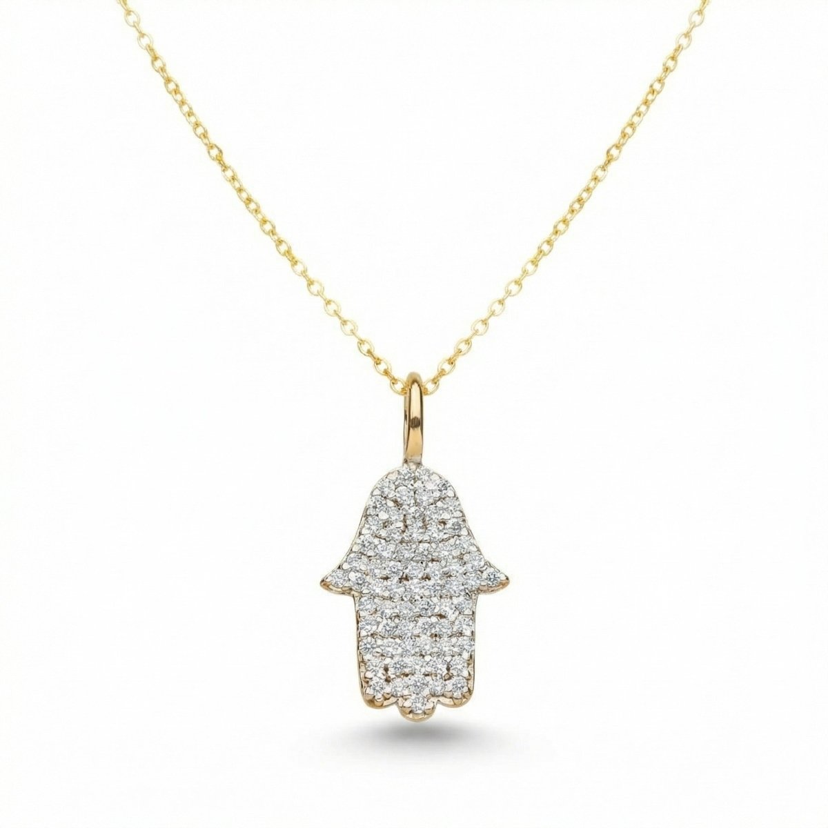 Diamond Hamsa Necklace in 14k Gold