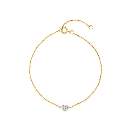 Diamond Heart Bracelet 14k Gold