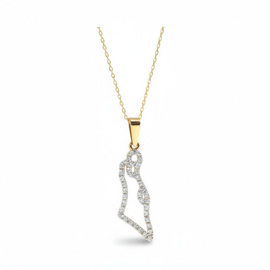Diamond Israel Map | Gold Necklaces for Women