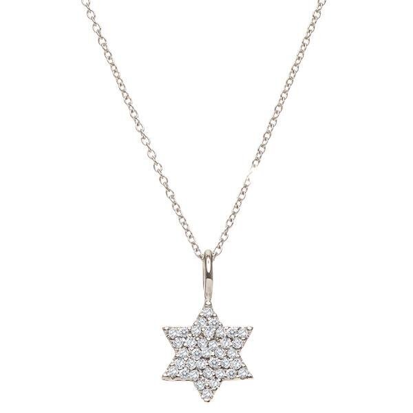 Diamond Jewish Star Necklace in 14k Gold