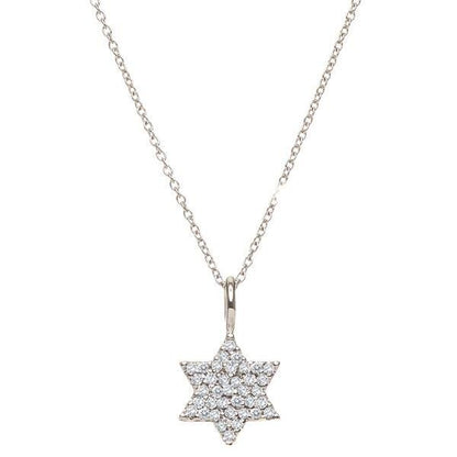 Diamond Jewish Star Necklace in 14k Gold