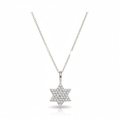 Diamond Jewish Star Necklace in 14k Gold