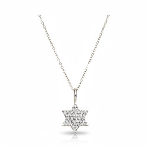 Diamond Jewish Star Necklace in 14k Gold