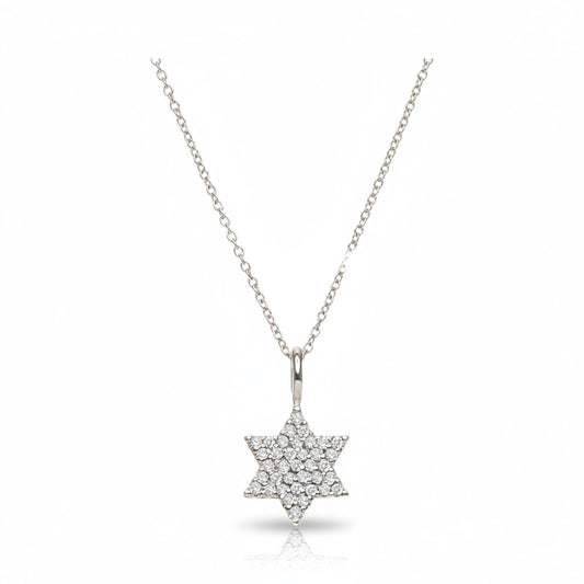 Diamond Jewish Star Necklace in 14k Gold