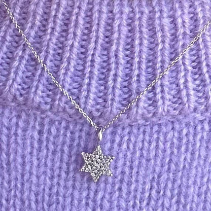 Diamond Jewish Star Necklace in 14k Gold