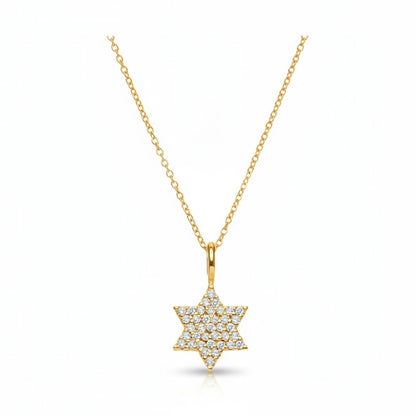 Diamond Jewish Star Necklace in 14k Gold