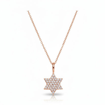 Diamond Jewish Star Necklace in 14k Gold