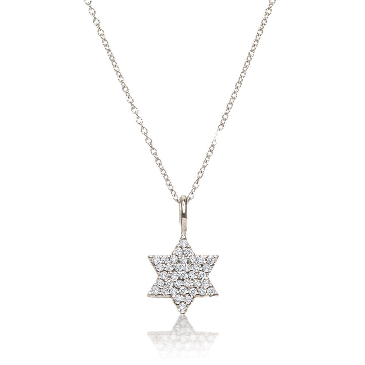 Diamond Jewish Star Necklace in 14k Gold