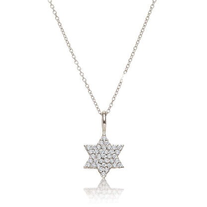 Diamond Jewish Star Necklace in 14k Gold