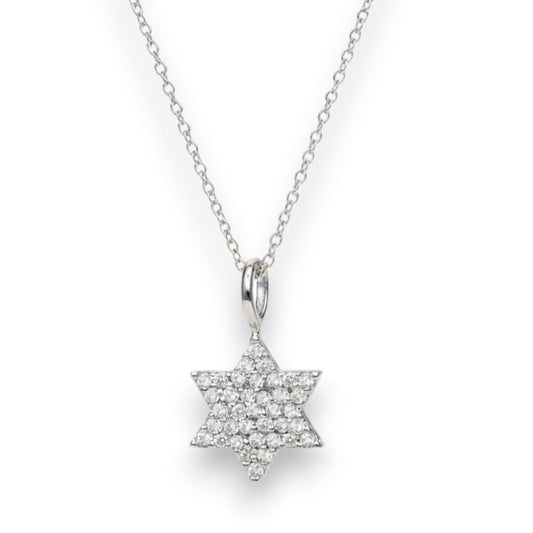 Diamond Jewish Star Necklace in 14k Gold