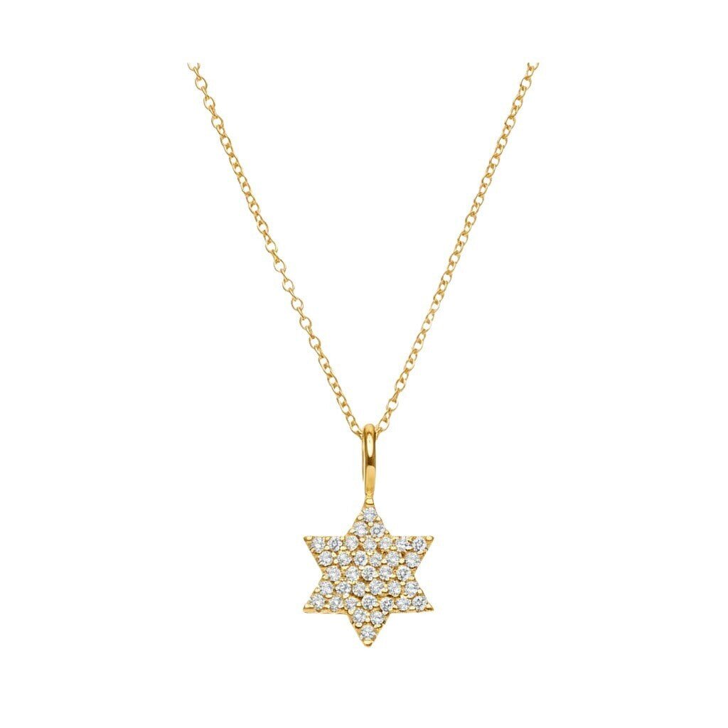 Diamond Jewish Star Necklace in 14k Gold