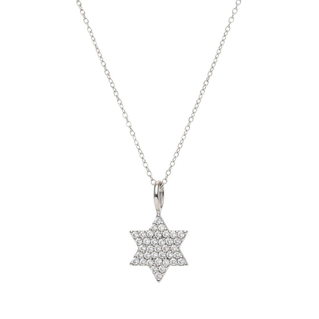 Diamond Jewish Star Necklace in 14k Gold