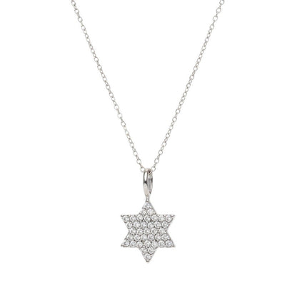 Diamond Jewish Star Necklace in 14k Gold