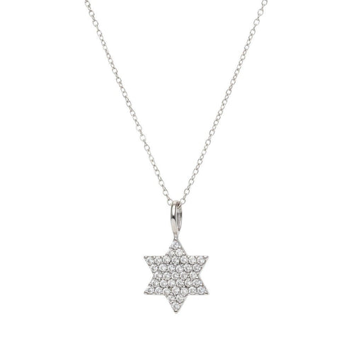 Diamond Jewish Star Necklace in 14k Gold