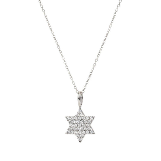 Diamond Jewish Star Necklace in 14k Gold