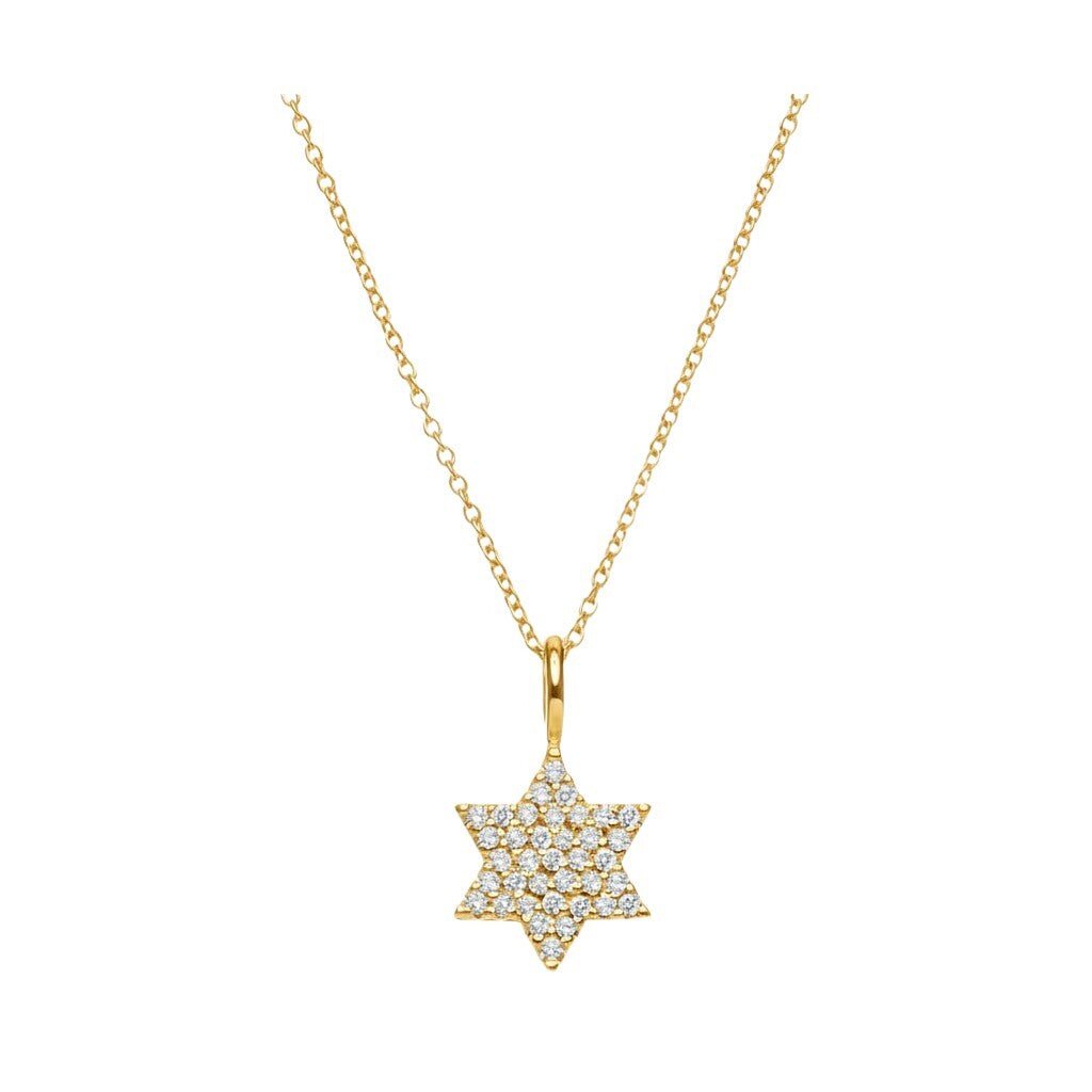 Diamond Jewish Star Necklace in 14k Gold