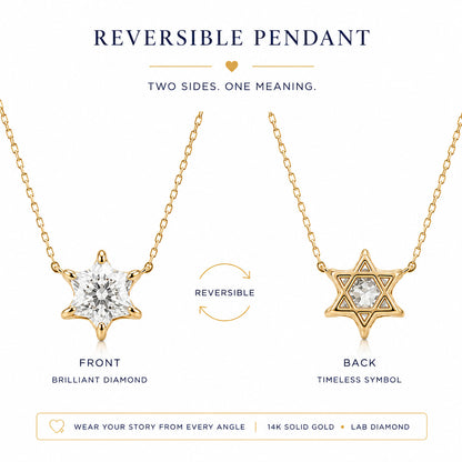 Diamond magen david star of David pendant in white gold with mixed diamond settings by Alef Bet