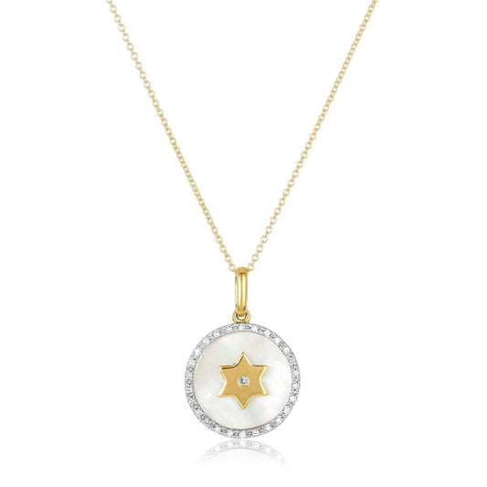 Diamond Mother of Pearl Star of David Necklace | Alef Bet