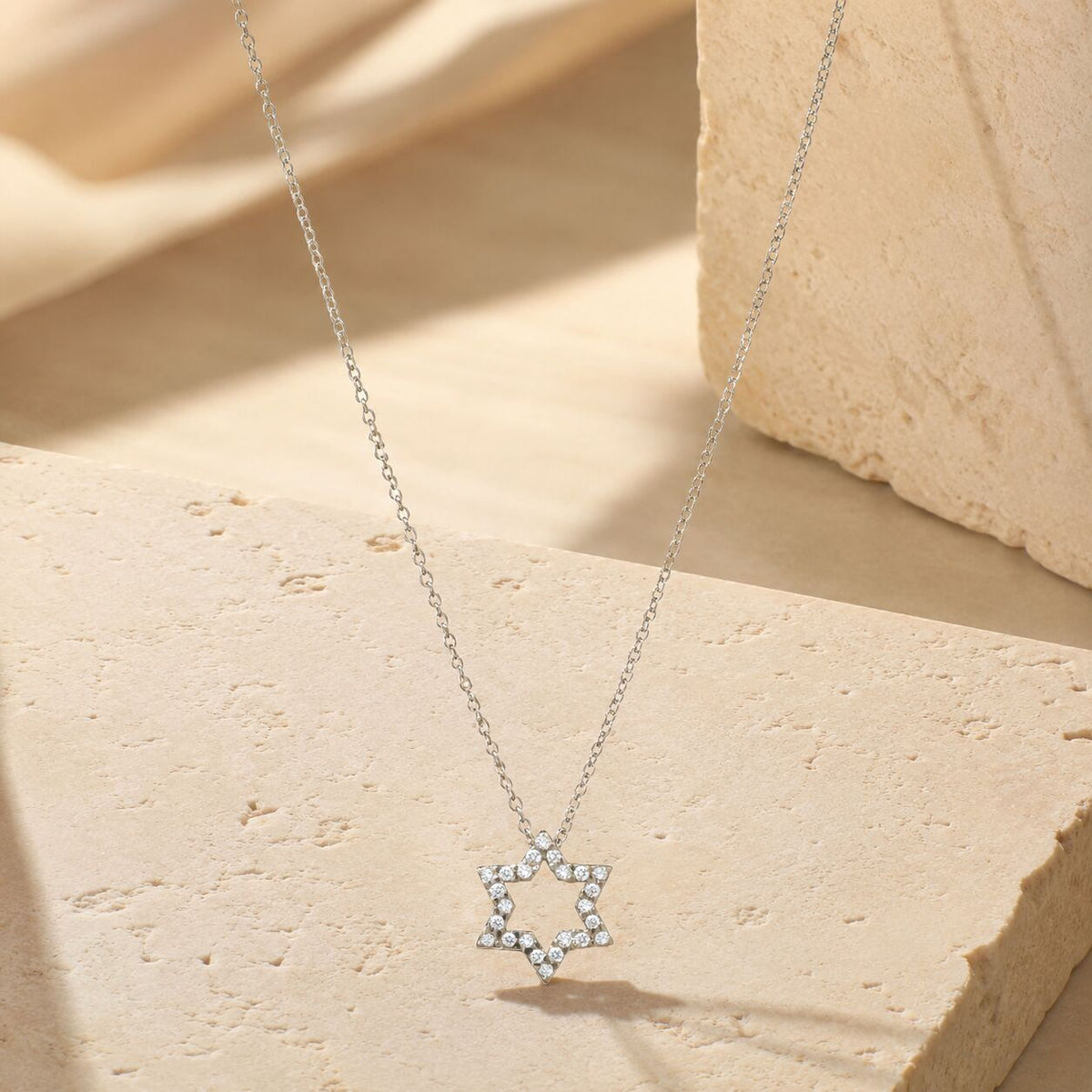 Diamond pave star necklace in 14k gold with sustainable craftsmanship by Alef Bet