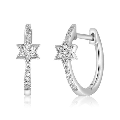 Diamond Pave Jewish Star Earrings 14k