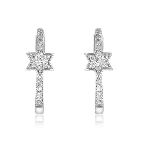 Diamond Pave Jewish Star Earrings 14k