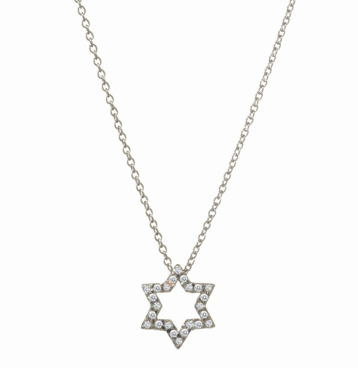 Diamond Pavé Jewish Star of David Necklace in Solid 14k Yellow Gold, Worn as a Statement of Brilliant Pride