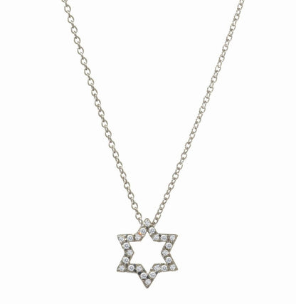 Diamond Pavé Jewish Star of David Necklace in Solid 14k Yellow Gold, Worn as a Statement of Brilliant Pride