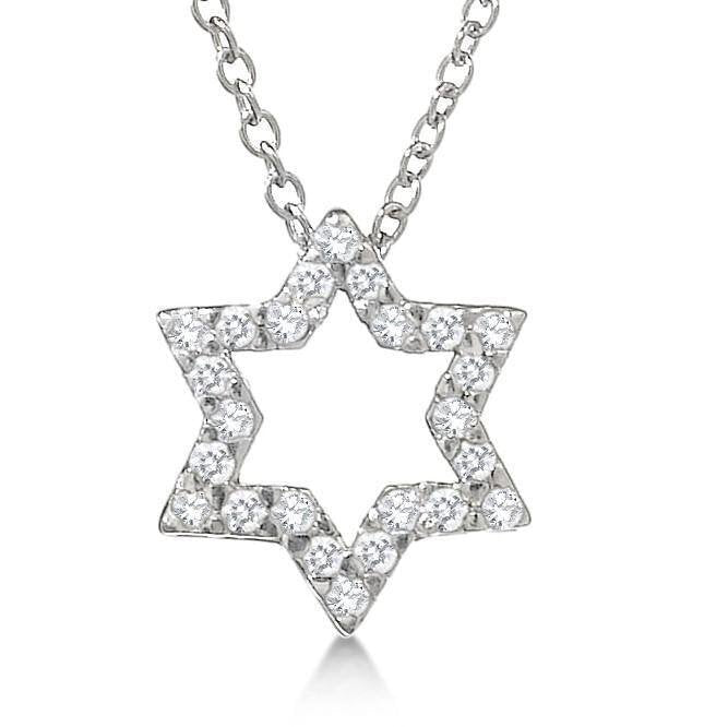Diamond Pave Star Necklace in 14k Gold