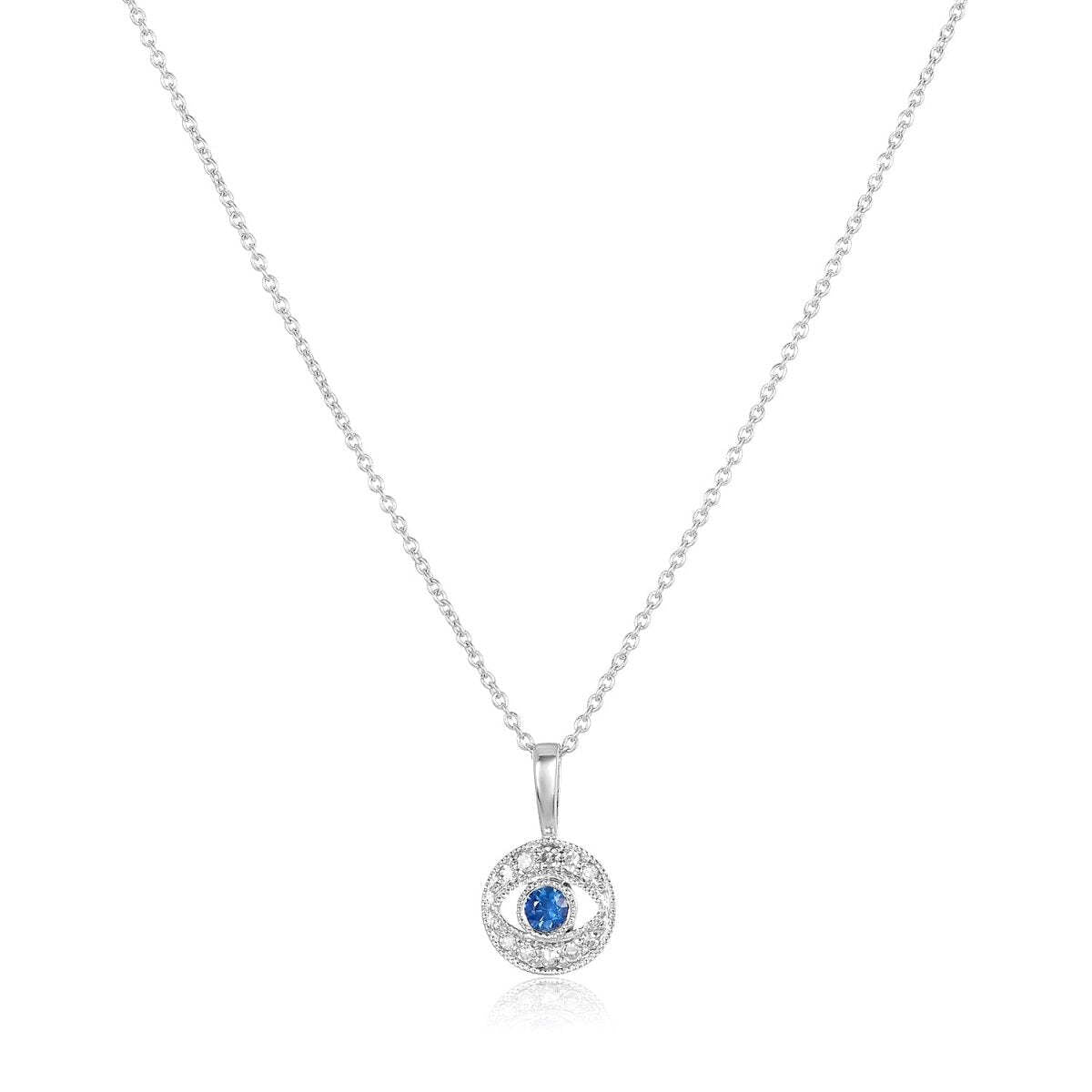 Diamond Rich Evil Eye Pendant and Sapphire