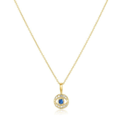 Diamond Rich Evil Eye Pendant and Sapphire