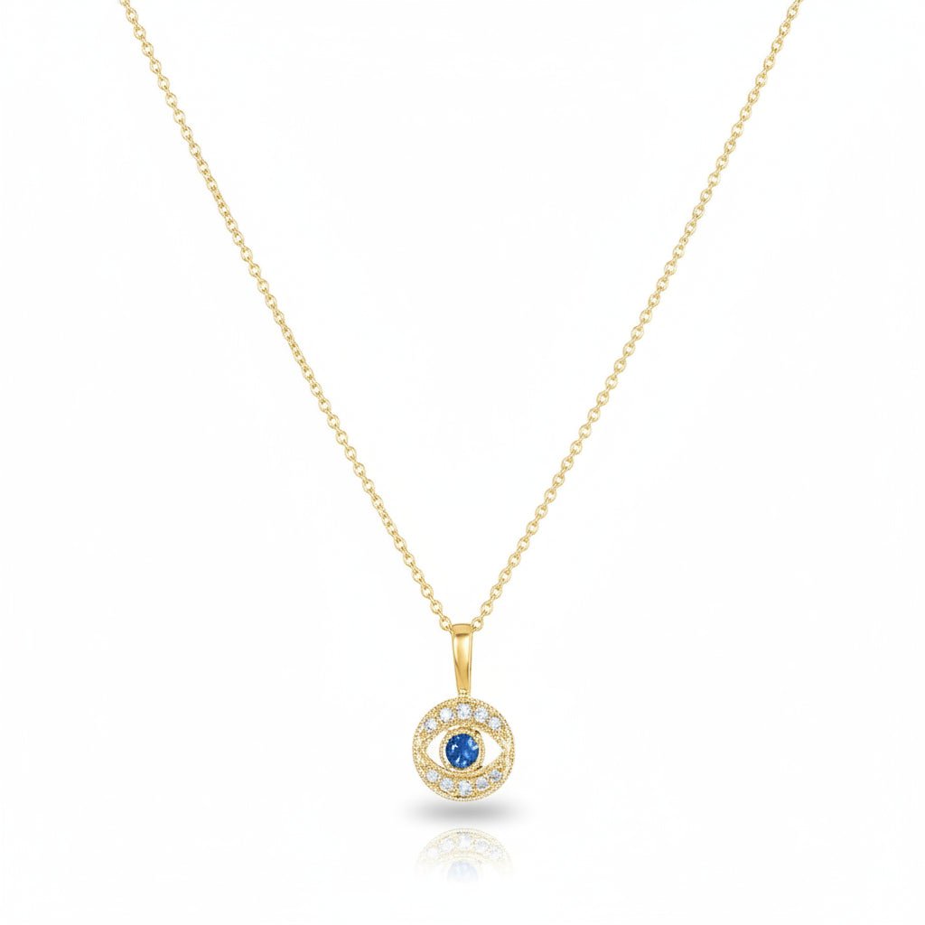 Diamond Rich Evil Eye Pendant and Sapphire