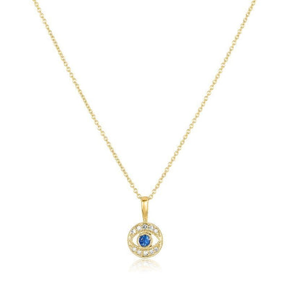 Diamond Rich Evil Eye Pendant and Sapphire