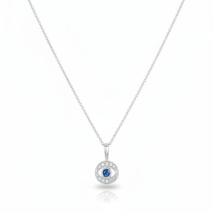 Diamond Rich Evil Eye Pendant and Sapphire
