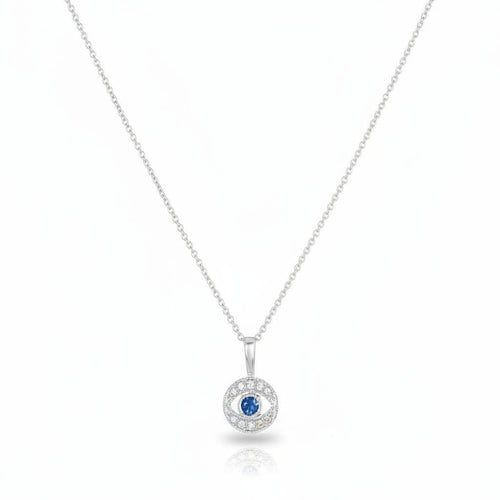 Diamond Rich Evil Eye Pendant and Sapphire