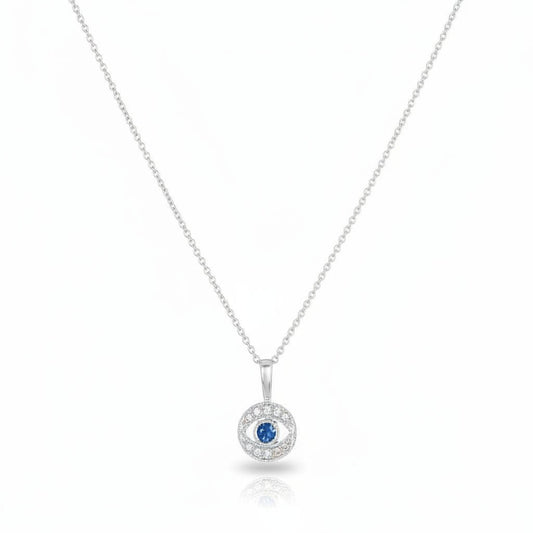 Diamond Rich Evil Eye Pendant and Sapphire