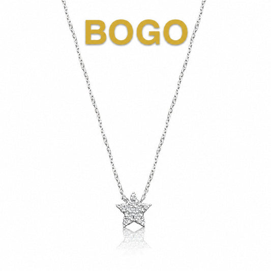Diamond Sparkling Star Necklace in Solid Gold